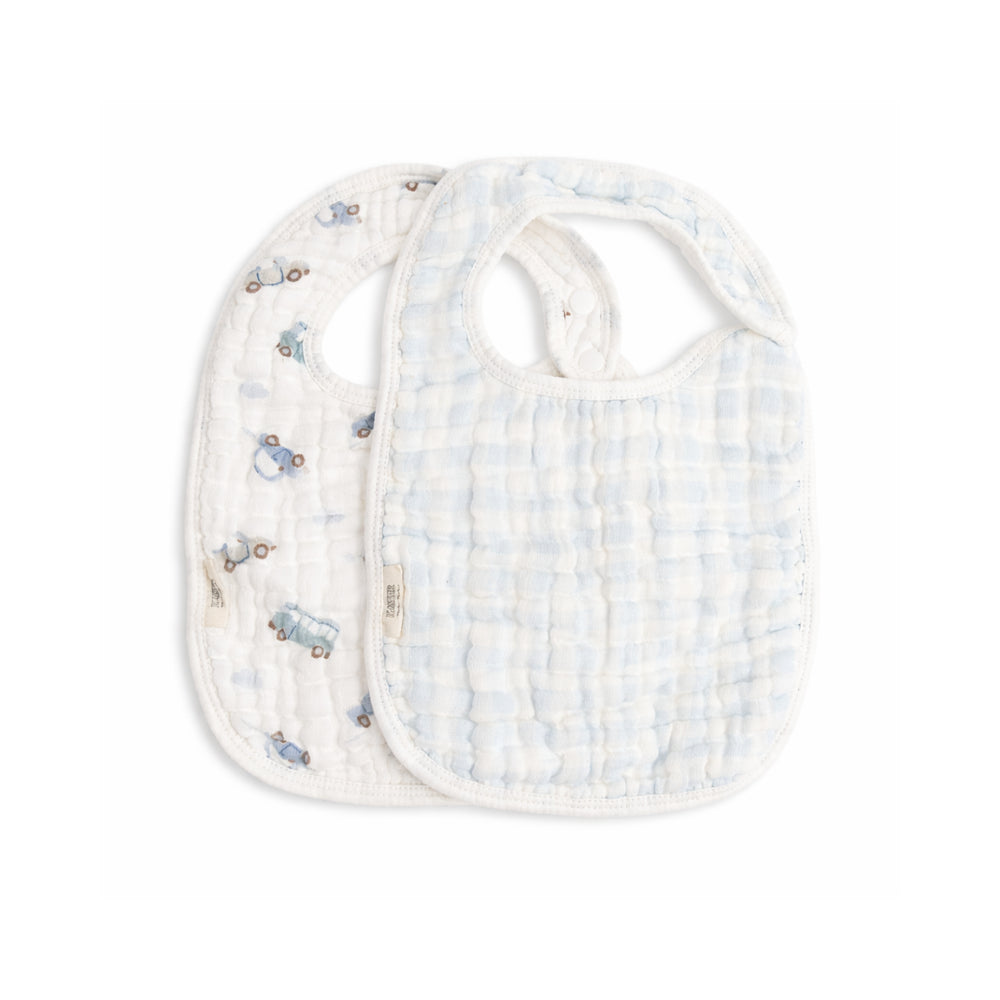Tiny Tales Baby Muslin Bib 2pk - ON THE ROAD